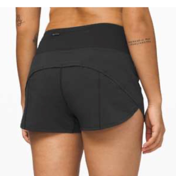 LULULEMON WOMENS SPEED UP 4 INCH INSEAM SHORTS BLACK HIGH WAIST SIZE 10 RUNNING - Picture 1 of 5